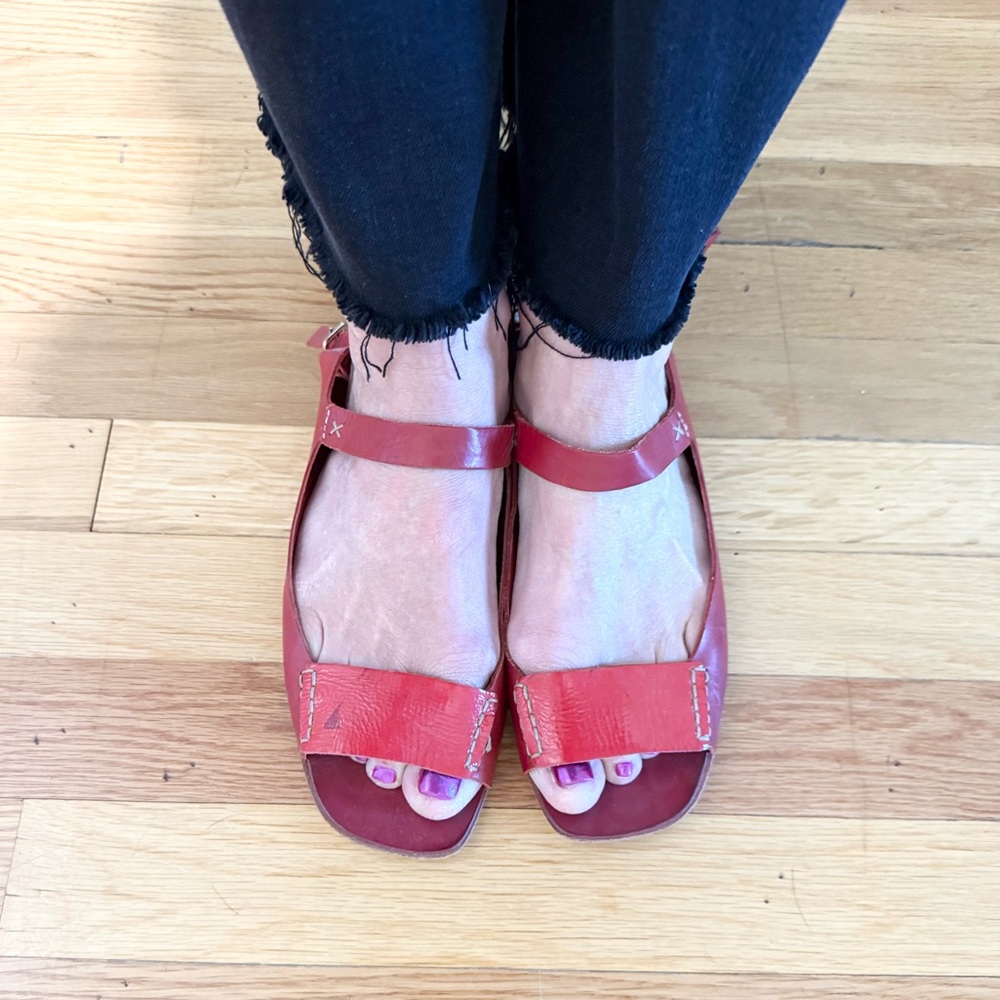 Francesco Morichetti Red Leather Sandals - Picture 2 of 8